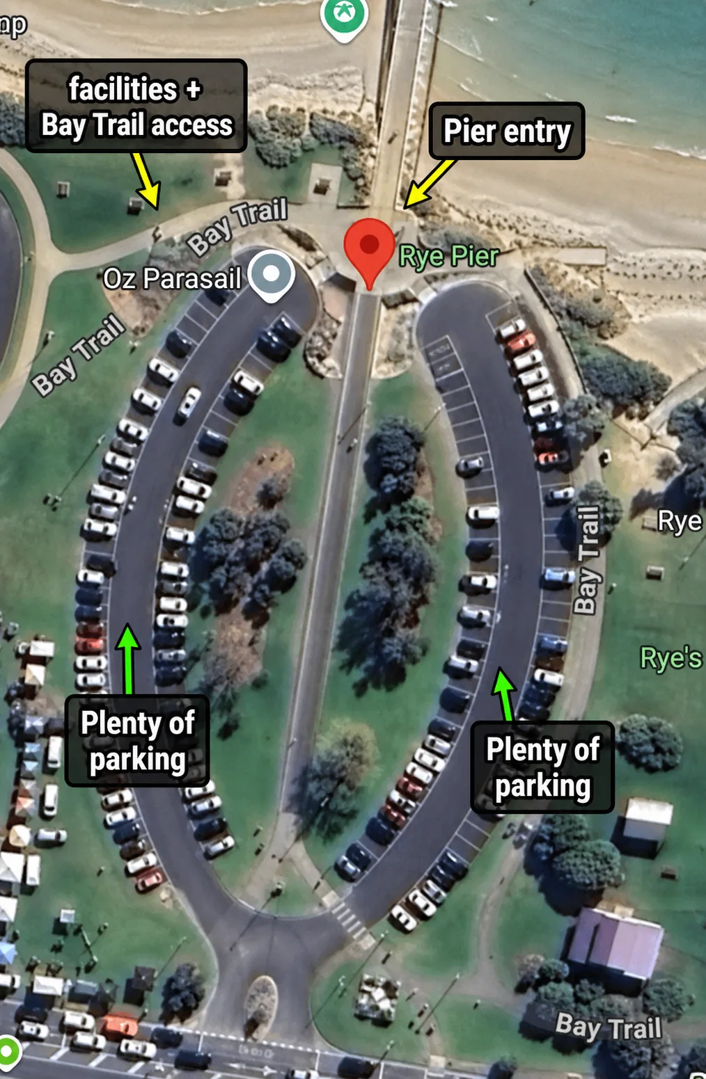 Rye Pier parking and nearby foreshore facilities